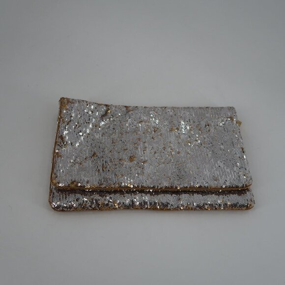 BCBGMaxAzria Silver Gold Sequin Clutch - Picture 7 of 10